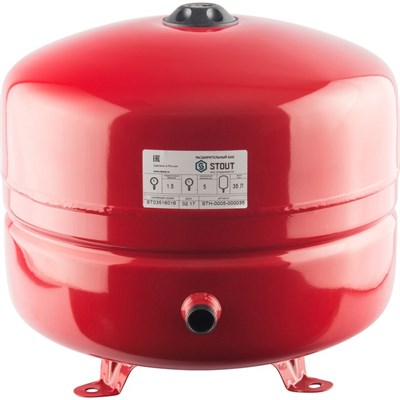 STOUT STH-0005 Расширительный бак на отопление 35 л. (цвет красный) - фото 26430